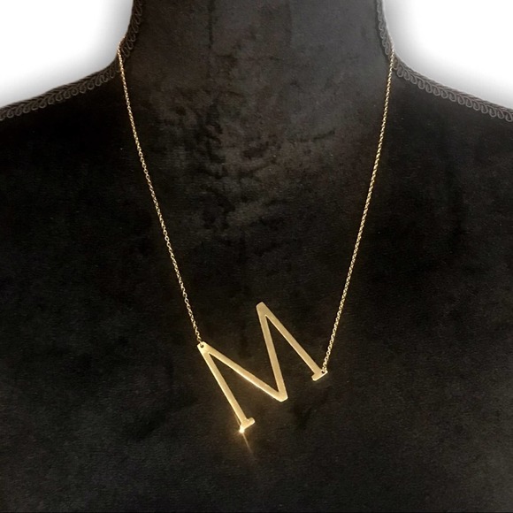 Gold Initial Pendant Necklace Letters A-Z - Picture 1 of 8